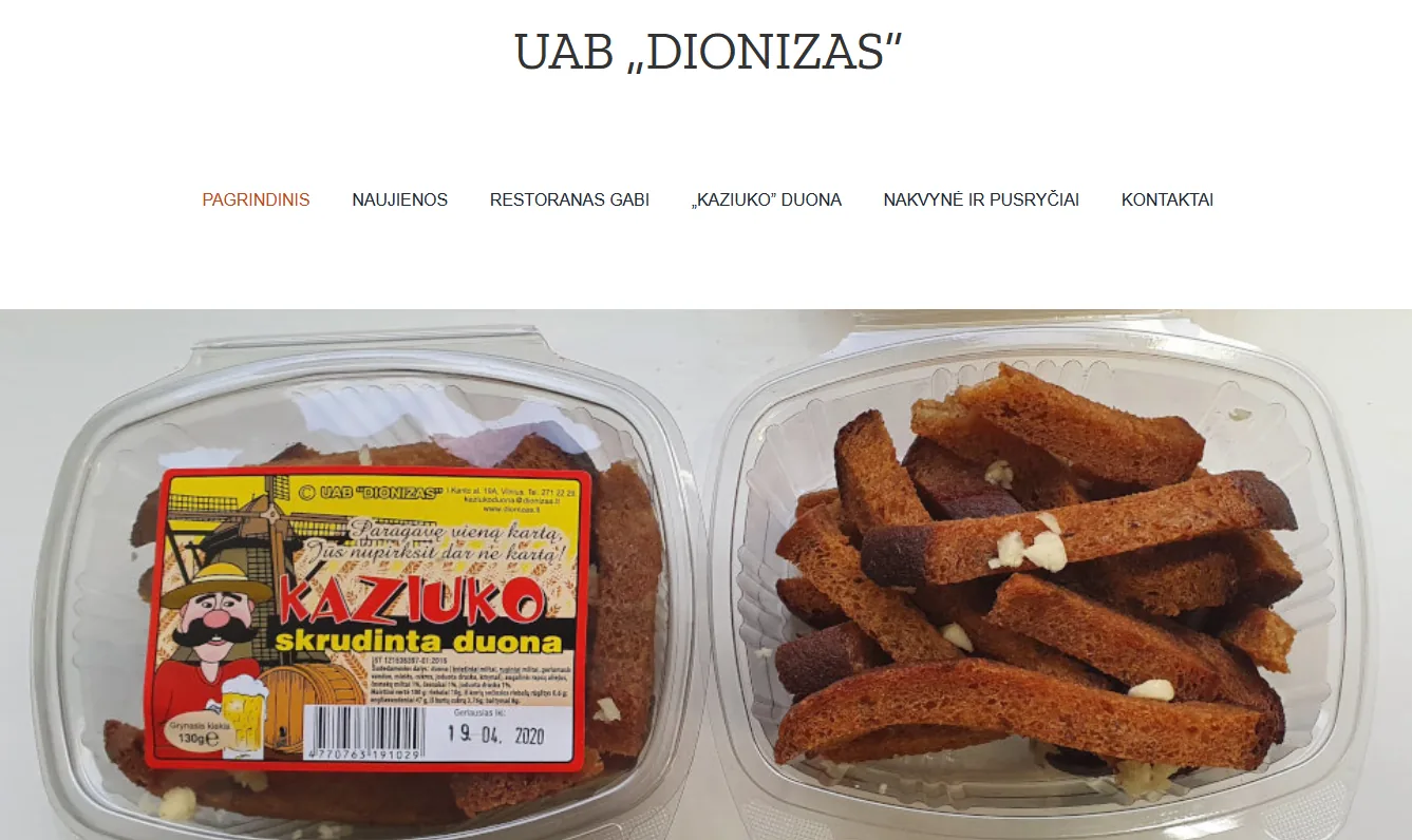 Dionizas svetainės pradinis puslapis