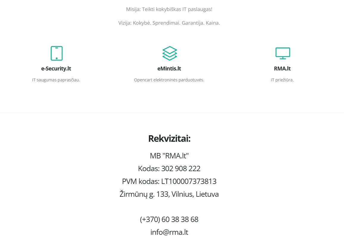 RMA.lt paslaugų pristatymo fragmentas